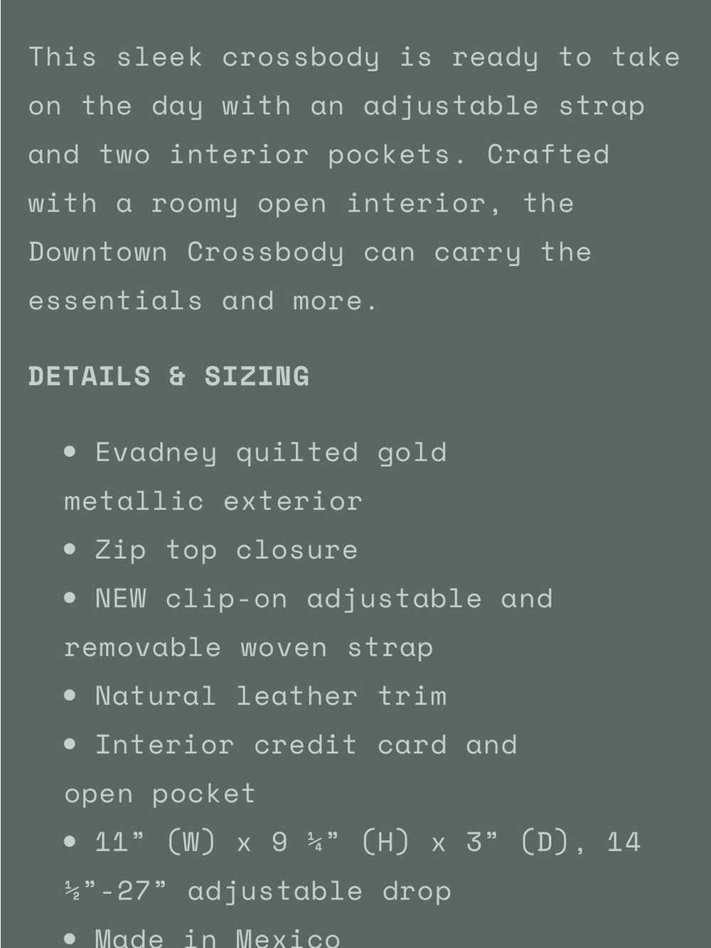 Consuela Metallic Quilted Crossbody Bag in Gold with Blue-Striped Strap - Picture 8 of 8